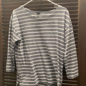J.Crew Gray and White Striped Top